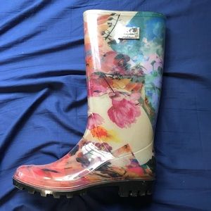 floral rain boots